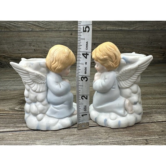 Vintage Praying Angel Children Taper Candle Holders Porcelain Made In Taiwan - Picture 6 of 6